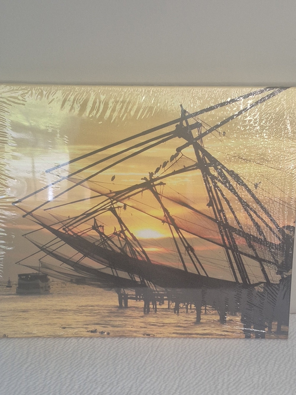 20x24 Rectangular Stretched Canvas Wall Art Print - Sunset Boat Scene